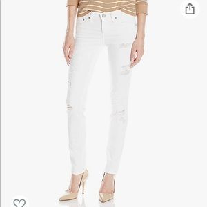 NWT AG Stilt Cigarette 1 Year White Mended Jeans